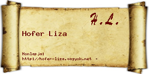 Hofer Liza névjegykártya